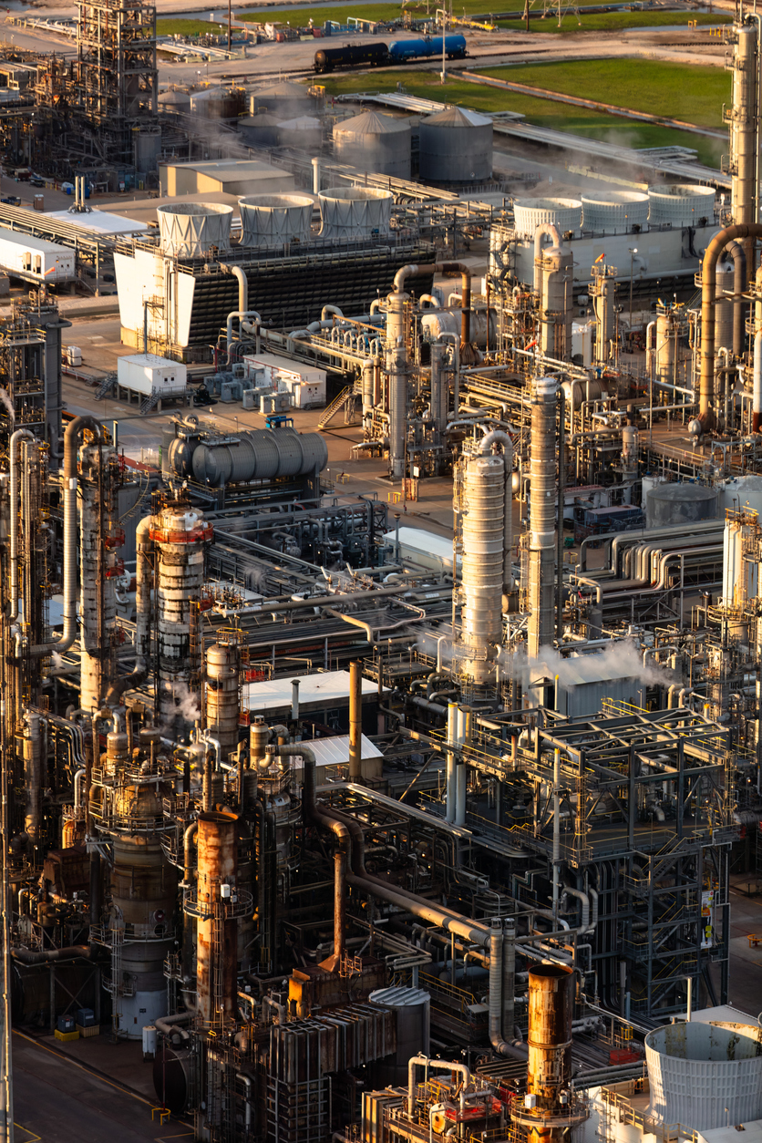 Aerial View of Oil Refinery in Houston, TX