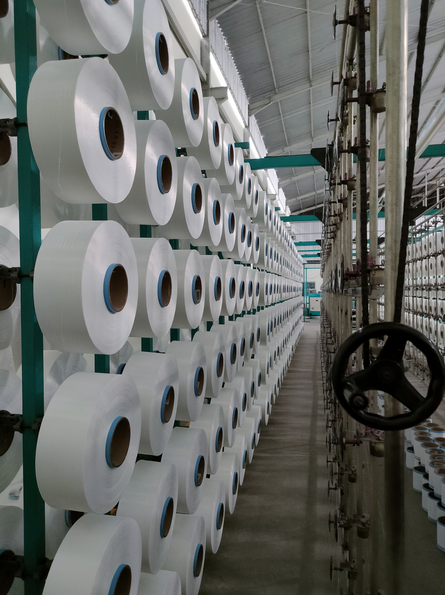 White Yarns Spool of Warping Machine