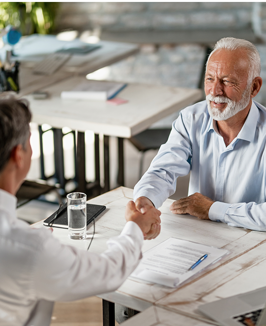 Lawyer shaking hands with man