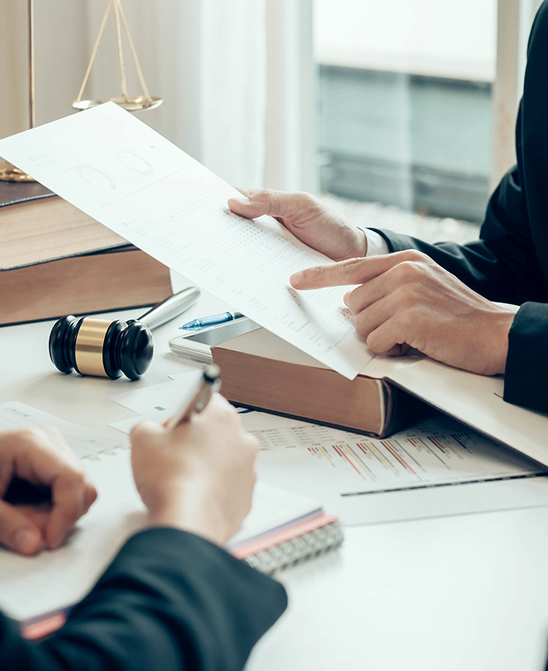 Person looking at legal document