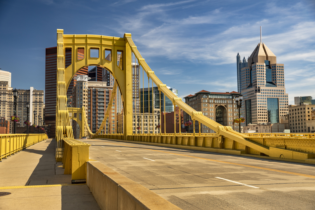 Roberto Clemente Bridge in Pittsburgh, Pennsylvania
